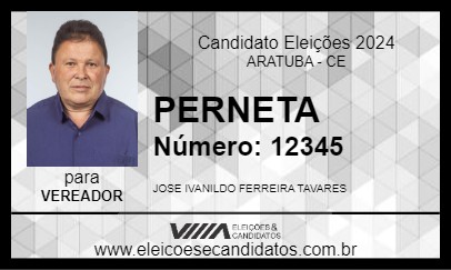 Candidato PERNETA 2024 - ARATUBA - Eleições