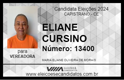 Candidato ELIANE CURSINO 2024 - CAPISTRANO - Eleições