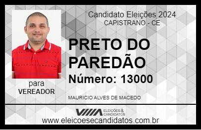 Candidato PRETO DO PAREDÃO 2024 - CAPISTRANO - Eleições