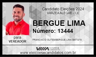 Candidato BERGUE LIMA 2024 - VÁRZEA ALEGRE - Eleições