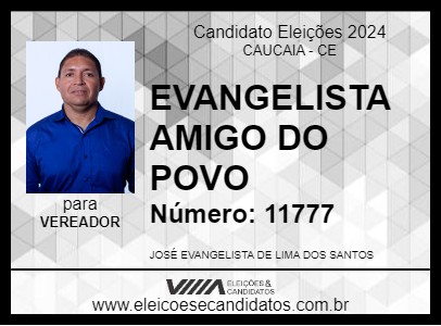 Candidato EVANGELISTA AMIGO DO POVO 2024 - CAUCAIA - Eleições