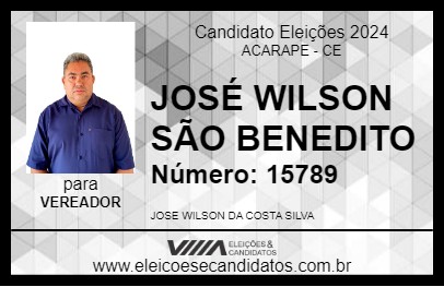 Candidato JOSÉ WILSON SÃO BENEDITO 2024 - ACARAPE - Eleições