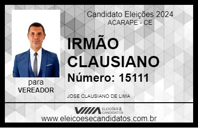 Candidato IRMÃO CLAUSIANO 2024 - ACARAPE - Eleições