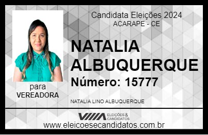 Candidato NATALIA ALBUQUERQUE 2024 - ACARAPE - Eleições