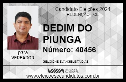 Candidato DEDIM DO PIUNGA 2024 - REDENÇÃO - Eleições