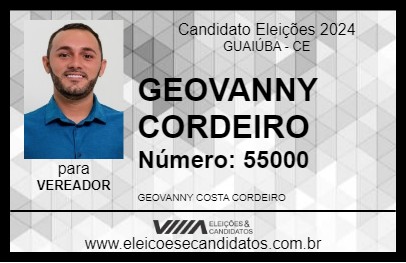 Candidato GEOVANNY CORDEIRO 2024 - GUAIÚBA - Eleições