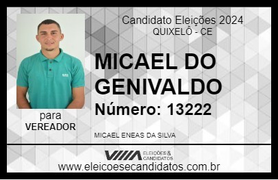 Candidato MICAEL DO GENIVALDO 2024 - QUIXELÔ - Eleições