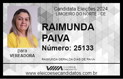 Candidato RAIMUNDA PAIVA 2024 - LIMOEIRO DO NORTE - Eleições