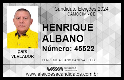 Candidato HENRIQUE ALBANO 2024 - CAMOCIM - Eleições