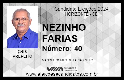 Candidato NEZINHO FARIAS 2024 - HORIZONTE - Eleições