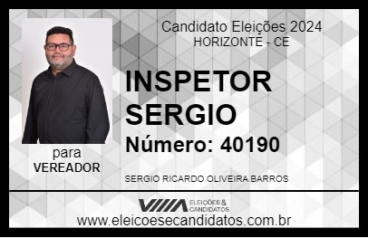 Candidato INSPETOR SERGIO 2024 - HORIZONTE - Eleições