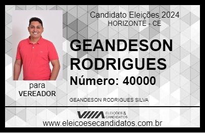 Candidato GEANDESON RODRIGUES 2024 - HORIZONTE - Eleições