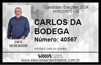 Candidato CARLOS DA BODEGA 2024 - HORIZONTE - Eleições