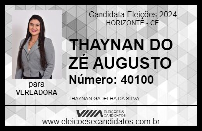 Candidato THAYNAN DO ZÉ AUGUSTO 2024 - HORIZONTE - Eleições