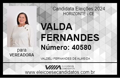 Candidato VALDA FERNANDES 2024 - HORIZONTE - Eleições