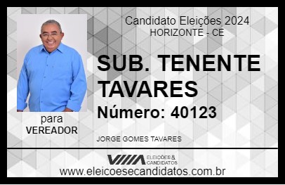 Candidato SUB.  TENENTE TAVARES 2024 - HORIZONTE - Eleições