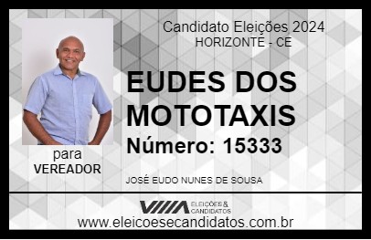 Candidato EUDES DOS MOTOTAXIS 2024 - HORIZONTE - Eleições