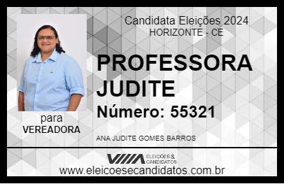 Candidato PROFESSORA JUDITE 2024 - HORIZONTE - Eleições