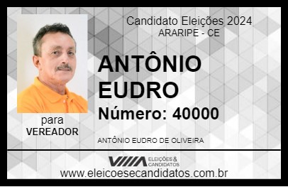 Candidato ANTÔNIO EUDRO 2024 - ARARIPE - Eleições