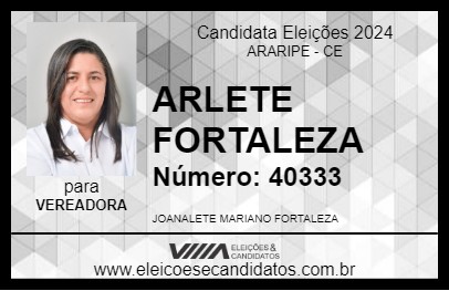 Candidato ARLETE FORTALEZA 2024 - ARARIPE - Eleições