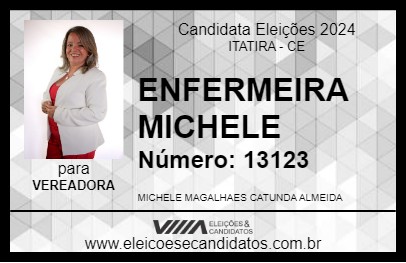 Candidato ENFERMEIRA MICHELE 2024 - ITATIRA - Eleições