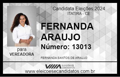 Candidato FERNANDA ARAUJO 2024 - ITATIRA - Eleições