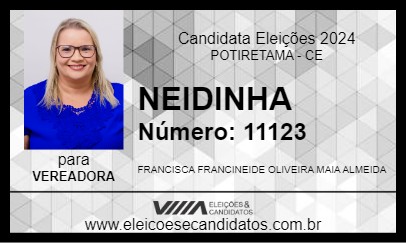 Candidato NEIDINHA 2024 - POTIRETAMA - Eleições