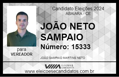 Candidato JOÃO NETO SAMPAIO 2024 - ABAIARA - Eleições