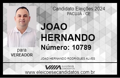 Candidato JOAO HERNANDO 2024 - PACUJÁ - Eleições