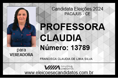 Candidato PROFESSORA CLAUDIA 2024 - PACAJUS - Eleições