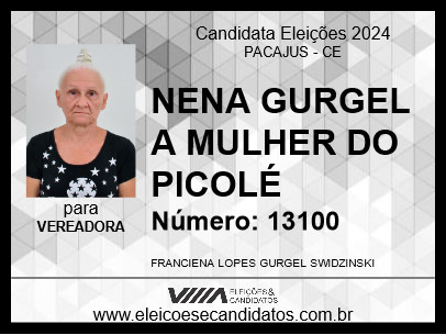 Candidato NENA GURGEL A MULHER DO PICOLÉ 2024 - PACAJUS - Eleições