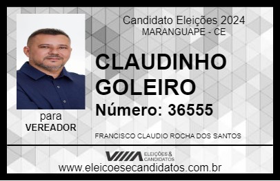 Candidato CLAUDINHO GOLEIRO 2024 - MARANGUAPE - Eleições