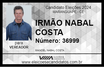 Candidato IRMÃO NABAL COSTA 2024 - MARANGUAPE - Eleições