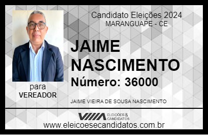 Candidato JAIME NASCIMENTO 2024 - MARANGUAPE - Eleições