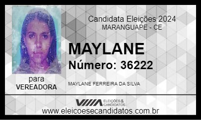 Candidato MAYLANE 2024 - MARANGUAPE - Eleições