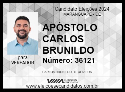 Candidato APÓSTOLO CARLOS BRUNILDO 2024 - MARANGUAPE - Eleições