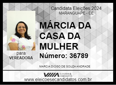 Candidato MÁRCIA DA CASA DA MULHER 2024 - MARANGUAPE - Eleições