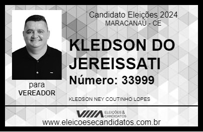 Candidato KLEDSON DO JEREISSATI 2024 - MARACANAÚ - Eleições