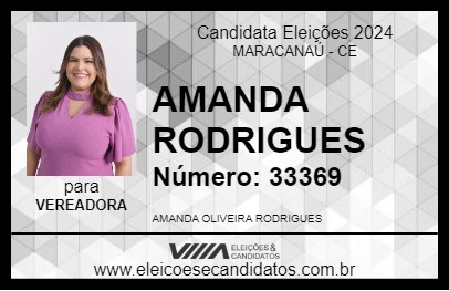 Candidato AMANDA RODRIGUES 2024 - MARACANAÚ - Eleições