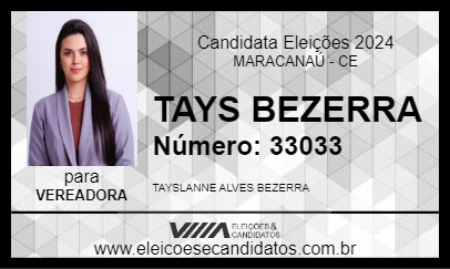 Candidato TAYS BEZERRA 2024 - MARACANAÚ - Eleições