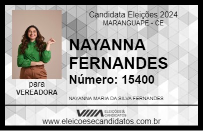 Candidato NAYANNA FERNANDES 2024 - MARANGUAPE - Eleições