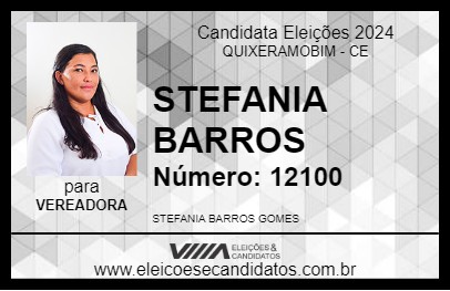 Candidato STEFANIA BARROS 2024 - QUIXERAMOBIM - Eleições