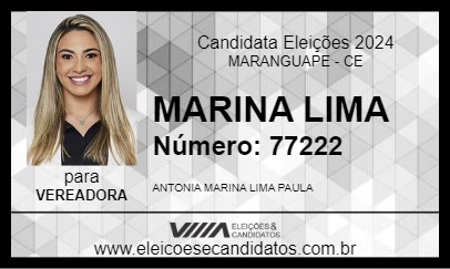 Candidato MARINA LIMA 2024 - MARANGUAPE - Eleições