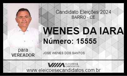 Candidato WENES DA IARA 2024 - BARRO - Eleições