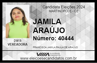 Candidato JAMILA ARAÚJO 2024 - MARTINÓPOLE - Eleições