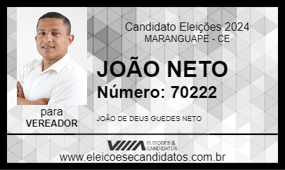 Candidato JOÃO NETO 2024 - MARANGUAPE - Eleições