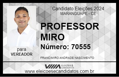 Candidato PROFESSOR MIRO 2024 - MARANGUAPE - Eleições