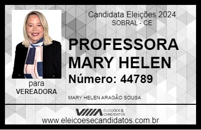 Candidato PROFESSORA MARY HELEN 2024 - SOBRAL - Eleições