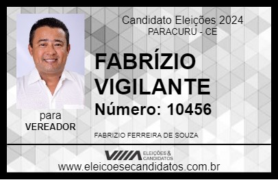 Candidato FABRÍZIO VIGILANTE 2024 - PARACURU - Eleições