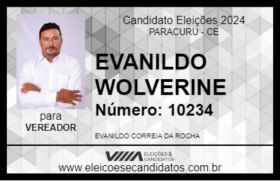 Candidato EVANILDO WOLVERINE 2024 - PARACURU - Eleições